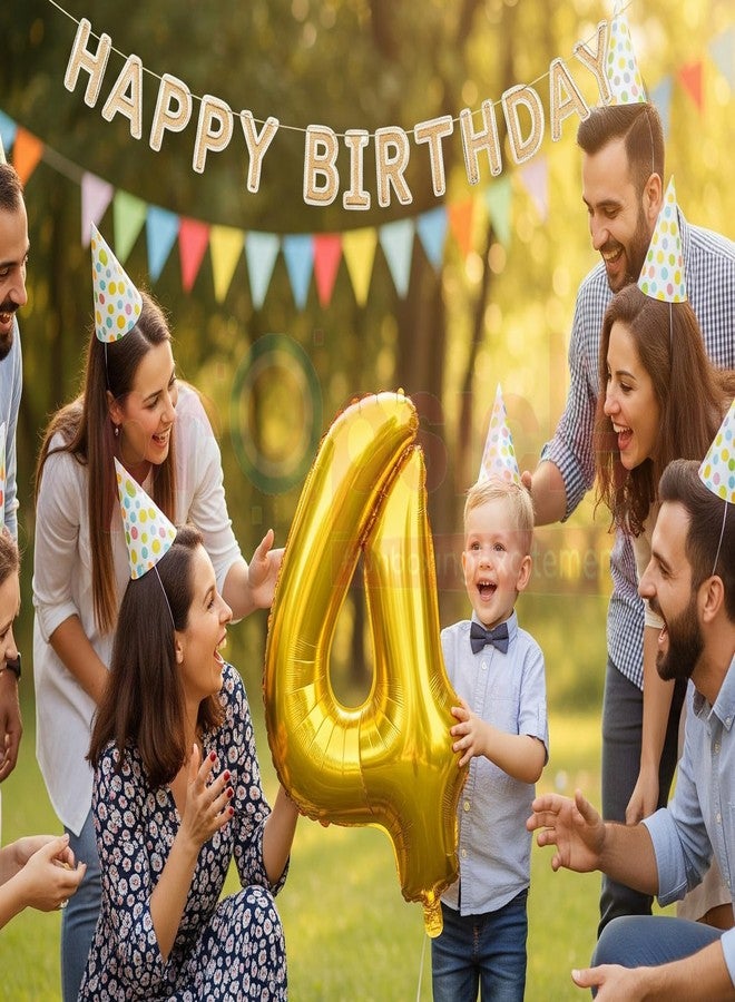 بروبسيكل بالون هيليوم ذهبي من رقائق معدنية على شكل الرقم 4، مقاس 32 بوصة، لتزيين حفلات أعياد الميلاد | بالونات على شكل الرقم 4، مناسبة لأعياد الميلاد/الذكرى السنوية | الرقم 4 - Image 4